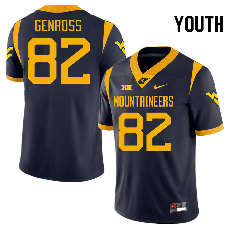 Youth #82 Greg Genross West Virginia Mountaineers College 2024 New Uniforms Football Jerseys Stitche